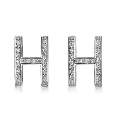 China High-End Stud Design Letter Zircon H Jewelry Simple And Compact Micro-inlaid Women's TREND Zircon Jewelry for sale