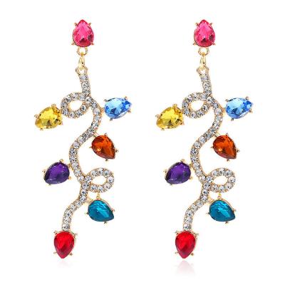 China TRENDY Fashion Creative Alloy Inlaid Diamond Branch Drop Earrings Women Jewelry Colorful for sale