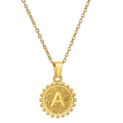 China Europe and America hot fashion gold plated jewelry stainless steel wholesale initial necklace A to Z 26 letter engraved necklace for lover gift for sale