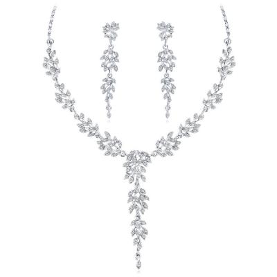 China High Quality Jewelry Set Diamond Bridal Necklace Earrings Wedding Banquet Classic Zircon Jewelry Sets for sale