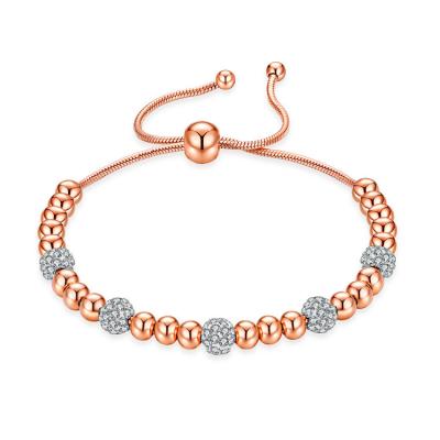 China New Arrival TRENDY Stainless Steel Zircon Inlaid Bead Bracelets For Women Gift Jewelry for sale