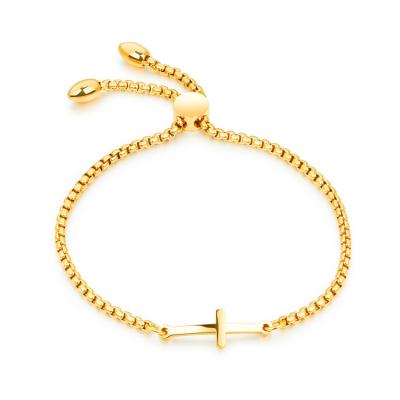 China Cute Cute Cross Beaded Adjustable Stainless Steel Bracelets For Friendhip Jewelry for sale