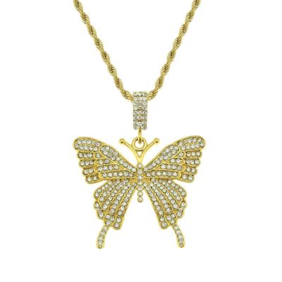 China European and American Simple Trend FASHIONABLE Full Of Zircon Butterfly Pendant Necklace Jewelry For Women for sale