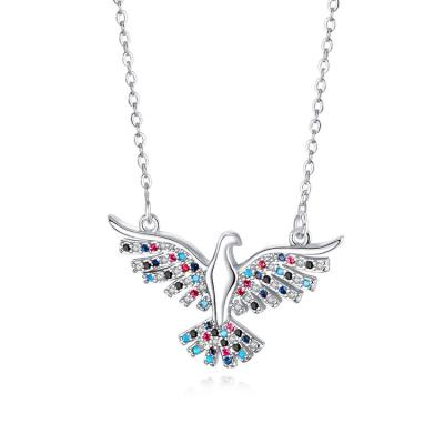 China 2021 Fashionable Eagle Shape Colorful Crystal Inlaid Necklace Pendant Necklace Hot Sale Hiphop Hip Hop Necklace Cartoon for sale