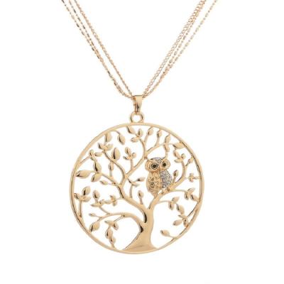 China TRENDY Classic Style Diamond Owl Tree Of Life Alloy Necklace Pendant Jewelry For Women for sale