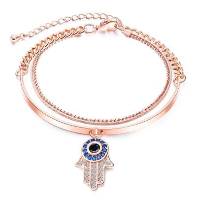 China Wholesale Religious Rose Gold Plated Copper Hand Charm Bracelets For Women Bangle Jewelry for sale