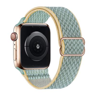 China 2021 Milan Loop Luxury Brand Braided Leather Sport Elastic Nylon Watch Band For Apple Watch SE Edition Series 6 for sale