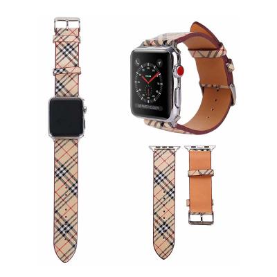 China Leather Band 2021 Luxury Stripe Designs PU Leather Strap Factory Direct For Apple iWatch 38mm 40mm 42mm 44mm for sale