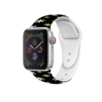 China Custom Printed Silicone Watch Band Strap Designer Sport 38mm 42mm Colorful Fancy Rubber Charm Strap For Apple Watch for sale