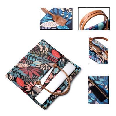 China 2021 Amazon Shockproof Top Selling High Quality ins Sheet Printing Canvas 13inch Sleeve Brief Case For Laptop/Macbook With Hands Holder for sale