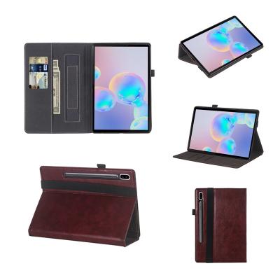 China Wholesale Low MOQ China Price Kickstand Pencil Stand Cheap Running Holder Hands PU Leather Case For Samsung Galaxy Tab S6 P860/865 for sale