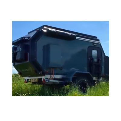 China 2022 Travel Trailer Customized High Quality Travel RV Camping Trailer With Outdoor Shower Tent And 17 Inch LCD TV for sale