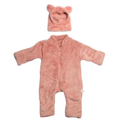 China Fleece Fleece Baby Overalls Zipper Jumpsuit Bear Hoodie Baby Romper Infant Animal Clothes for sale