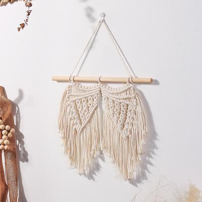 China Tropical Handmade Macrame Woven Nursery Wall Arts Hanging Angel Wings Dream Catcher Tapestry Hogar Living Room Decor for sale