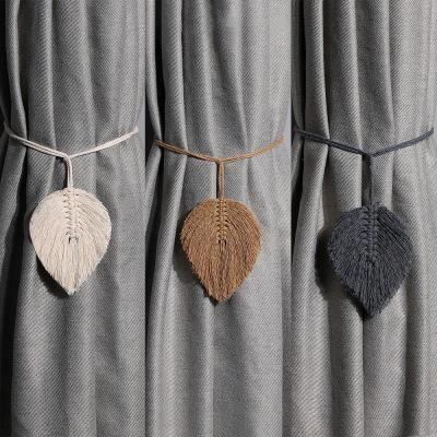 China Modern Contemporary Art Walls Accessories Leaf Tassel Curtain Holdback Holders Hang Tiebacks Rope Bathroom Bedroom Bohemian Decor for sale