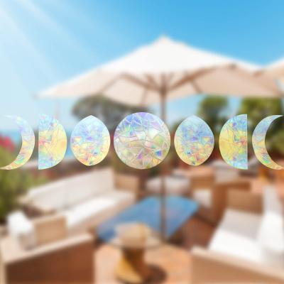 China Custom Glass Window Sticker Rainbow Effect Maker Window Decal Cling Sun Catcher Prism Moon Vinyl Sticker Holographic Home Decor for sale