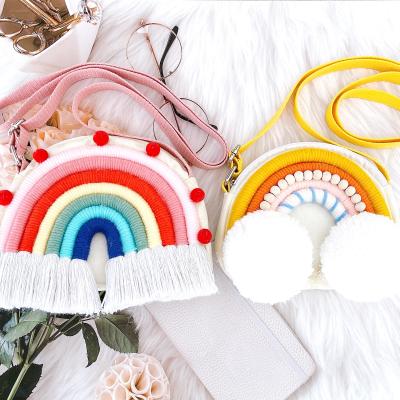 China INS Tropical Nordic Colorful Handmade Woven Tassel Wall Decor Beach Hanging Bags For Women Girl for sale