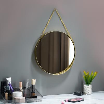 China Modern Minimalist Luxury Wall Mount Around Gold Makeup Mirror Frame Toilet Bathroom Living Room Decorative Hanging Decor for sale