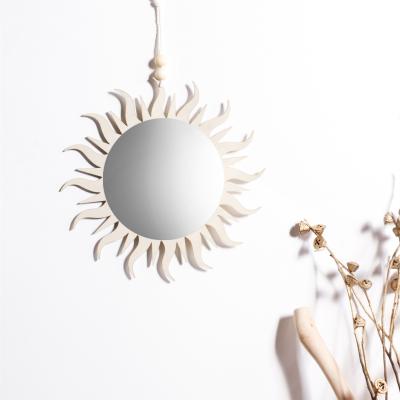 China Contemporary Nordic Modern Frame Interior Decorative Acrylic Wall Sun Shaped Irregular Sunburst Makeup Reflects Living Room Decor for sale