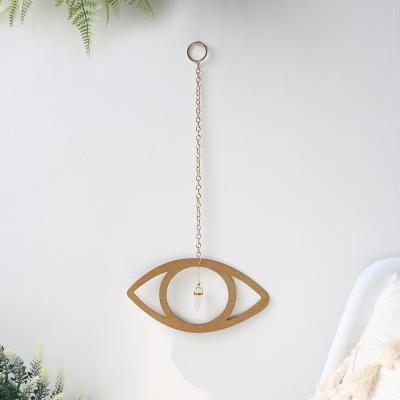 China EYE Tropical Nordic Rustic Wood Crystal Ornament Wall Hanging Style Decor Room Nursery Catcher Dreamy Porch Farmhouse Decoration for sale