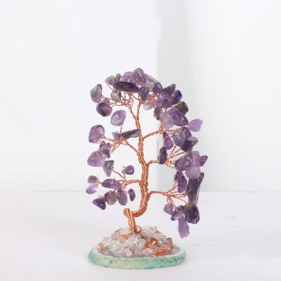 China Europe Feng Shui Wire Citrine Gemstone Natural Lucky Money Tree Crystal Quartz Bonsai Craft Office Living Room Decor for sale