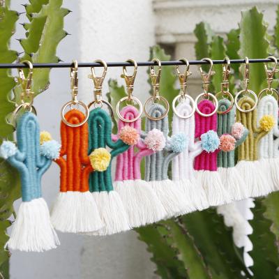 China Tropical Mini Small Woven Tassel Boho Cacti Macrame Bracelet Makers Tropical Christmas INS Pendant Boho White Volume for sale