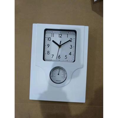 China Promotional Antique Style Modern Home Decoration Analog Square Wall Clock With Temperature Display Clock Movement Plastic Wall Clocks for sale