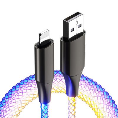 China RGB Led Cable LC4A1 2022 New Glowing Glow Rope RGB USB Light Breathing Fast Charging Gradient To Lightning Data Cable For Apple iPhone for sale