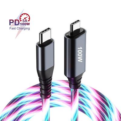 China Type C USB Cables LC5A 100W 5A Super Fast Charging LED Data Cables Fast Charger Glowing Type C To USB C Cable For Mobile Phone Laptop Tablets for sale