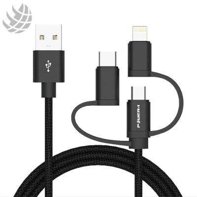 China Sleek Design and Tangle Free for Easy Storage and Use 3B5B Nylon Braided 3 in 1 Micro USB to Type-C Multifunctional Lightning Cell Phone Fast Charging Data Cable for Apple Android for sale