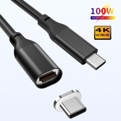 China High Quality Magnetic Charger Cable GM1B 10Gbps 20V 5A USB C Charger 100W Palladium Supported GEN 2 USB 3.1 Type C to C Magnetic Fast Charging Data Cable for sale