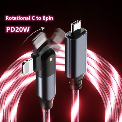 China Wholesale Lightning Cable LCL1C 180 Degree Elbow LED 3A 8pin Palladium 20W Light Bursting Type C to Lightning Fast Charging Data Cable For iPhone 13 for sale