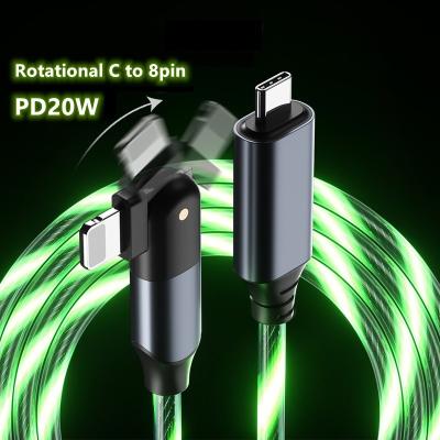 China Lightning Cable 1m LCL1B 180 Degree LED Light Up PD 20W 3A USB C 8 Pin Fast Charging Cables 1M Type C to Lightning Data Charger Cable For iPhone 13 for sale