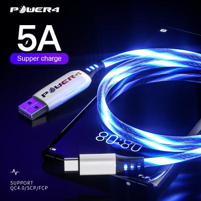 China Data Cables Cd01A Factory OEM ODM 5A USB Type C Smart LED Light Mobile Phone Flowing Fast Charging Data Cable For Samsung MI Huawei for sale