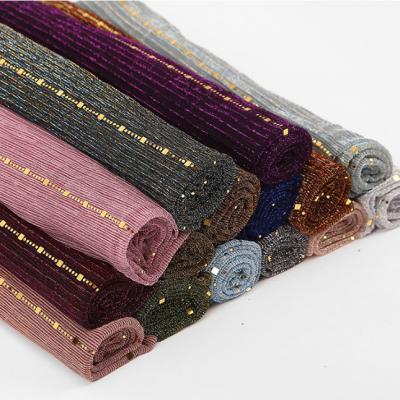 China European and American sequin style scarf solid color lady shawl border muslim scarves new daily lifestyle hot sale scarf for sale