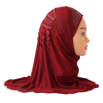 China 2022 2-7 year old best selling Yiwu ice silk manufacturer children's scarf hat ice silk fabric lovely little girl with lace hat for sale