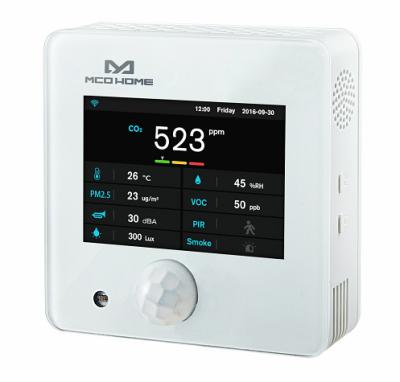 China Multi Sensor A8-9-WF PM2.5, CO2, Humidity, Temperature, VOC, PIR, Smoke, Noise, WiFi Air Quality Monitor Lightweight A8-9 for sale