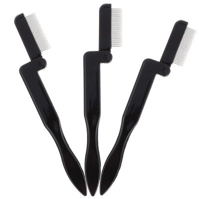 China Professional Folding Makeup Beauty Grooming Eyelash Separator Lash Brush Mascara Metal Eyelash Comb for sale