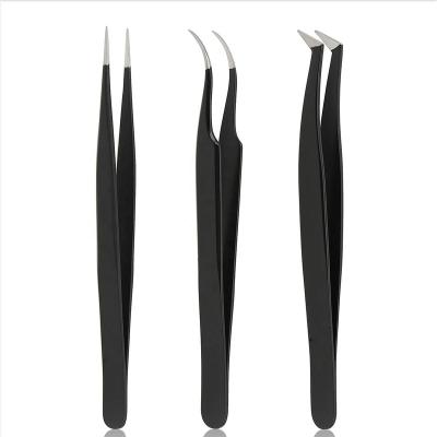 China Eyebrow Plucking Private Logo Tweezers Stainless Steel Curved Eyelash Extension Tweezers Professional Makeup Tool Eyelash for sale