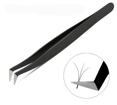 China Custom Curved Fake Eyelash Extension Factory Whole Sale Logo Wick Extension Tweezers Stainless Steel Eyelash Extension Tweezers for sale