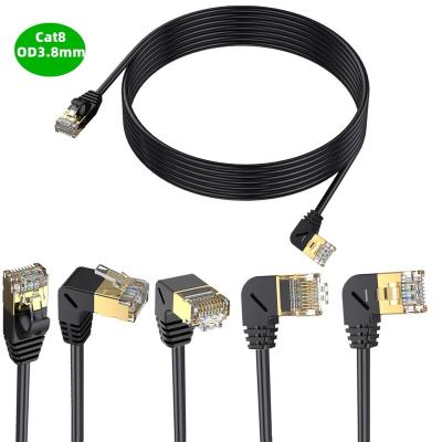 China Ultra Thin Video Game Player Ethernet Cable Cat8 SFTP 40Gbps 2000MHz Cat 8 Network RJ45 LAN 90 Degree Down Angle Internet RJ45 Ethernet Cable for sale