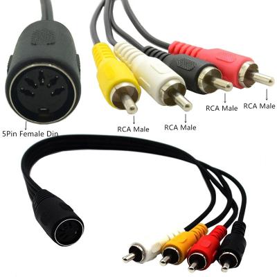 China FRONT COMPUTER Audio Cable New 5 Pin Female Din Plug to 4 x RCA Phono Male Plugs for Multimedia for sale