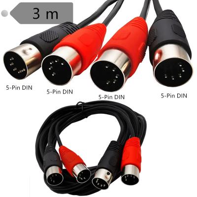 China COMPUTER FRONT Dual 5-Pin DIN To Dual Dual MIDI Cable.MIDI Cable 2*Male 5-Pin DIN 2*Male 5 Pin DIN Plug Black for sale