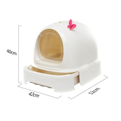 China Amazon Stocked Success Customized Hooded Plastic Collapsible Portable Cat Litter Box Toilet Travel for sale