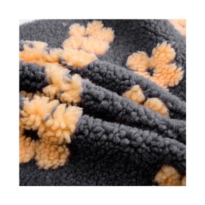 China Breathable Single Side Warm Pattern Printed Fleece Fabric Accepted Polyester Lambswool Sherpa Fabric for sale