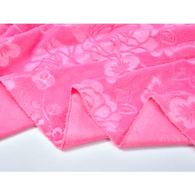 China 100% Stretch Breathable Polyester Spandex Jacquard Crystal Velvet Embossed Fabric for sale