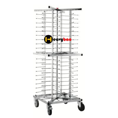 China Restaurant Heavybao Stainless Steel Fast Food 18-Tier Mobile Plate Rack Trolley Tray Cart For Dish Dishes for sale