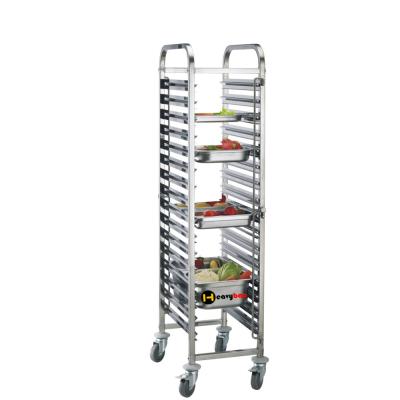 China SS201 Heavybao Kitchen Trolley Storage Rack Stainless Steel Bakery Rack Trolley 1/1 GN Cart Cooling Rack For Food Transport for sale