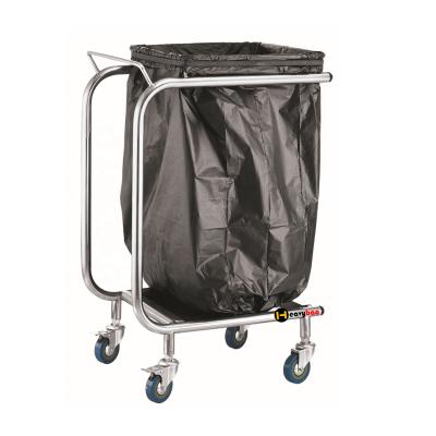 China Desgin Heavybao Modern Commercial Hotel Stainless Steel Garbage Bag Trolley Cleaning Waste Bag Collecting Trolley For Hospital for sale