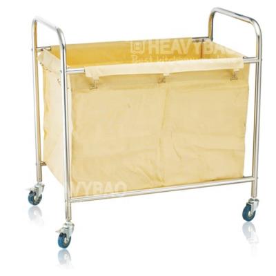 China Hotel Heavybao Best Price Knocked-Down Stainless Steel Hotel Hospital Rectangular Laundry Trolley Canvas Cart With Handles For Storage for sale